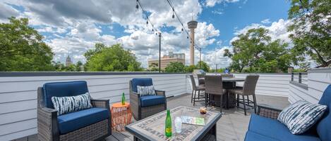 Plenty of room to relax and dine on the roof top deck