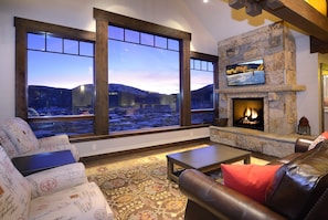 Cozy up around the fire and enjoy the view