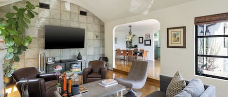 Living room, dining room, kitchen open floorplan.