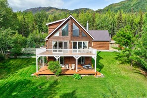 Large deck with BBQ for enjoying the view, while cooking your fresh salmon.