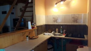 Kitchen area. The developed shore of the lake at a distance of about 150-200 m from the plot