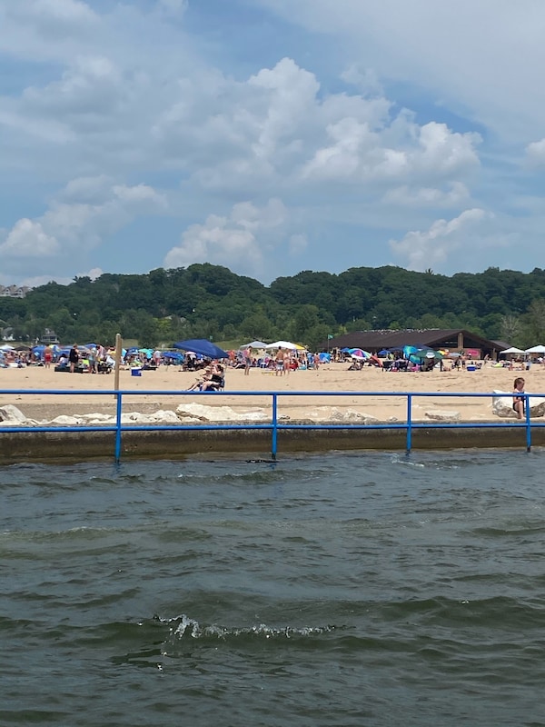 View of Holland State Park Beach from the channel.
