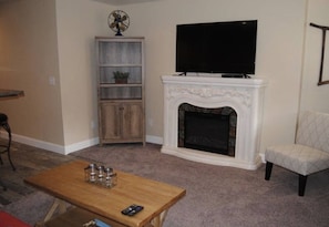 TV with multiple streaming services
Electric fireplace