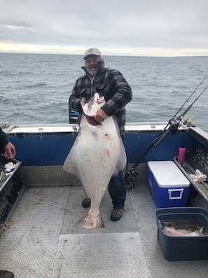 68 lb Halibut caught in summer of '19 on 9 miles from nearby Deep Creek Launch.
