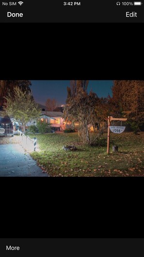 Large driveway is well lit.
