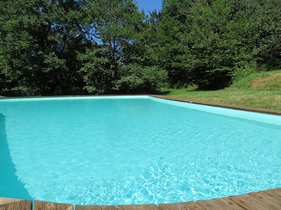Très grande piscine, 12m de longueur, 5 à 10m de largeur