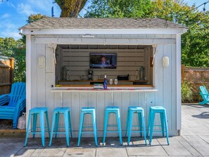 Great back yard entertainment and patio area-58 Depot St, Dennisport, New England Vacation Rentals