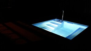 Plunge pool at night.