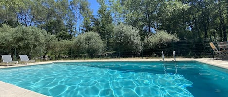 Une piscine au milieu des Oliviers