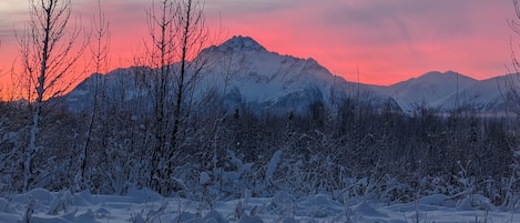 A Winter Sunrise From the Front of the Property.