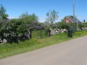 The black iron gates to the property
