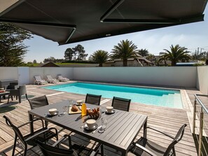 Swimming Pool, Outdoor Furniture, Furniture, Resort, Shade, Composite Material, Eco Hotel, Chair, Deck, Patio