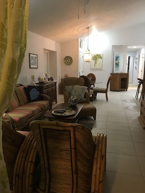 Living room dining room seen from lanai
