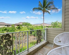 Balcony from upstairs master with view to Mauna Kea.