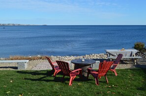 Sit around the propane fire pit, relax and enjoy the view.