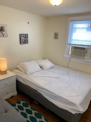 Bedroom 3: Queen-Sized Bed w/Cozy Decor & AC unit