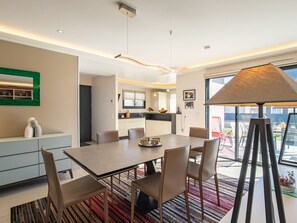 Furniture, Interior Design, Chair, Flooring, Table, Dining Room, Kitchen & Dining Room Table, Floor, Wood, Ceiling