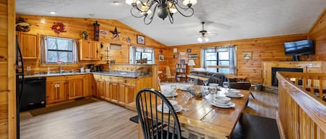 open concept kitchen/dining/living
