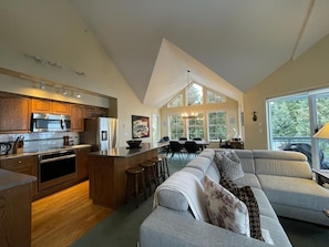 Open concept living/kitchen and dining area