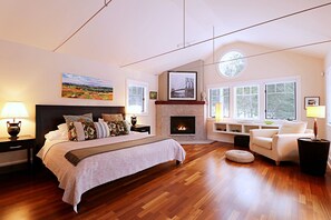 Master bedroom with gas fireplace.