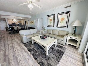 Living room with sleeper sofa.