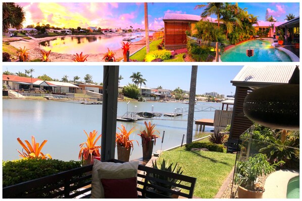 Sip your wine on the alfresco daybed and watch the sunset over the canal