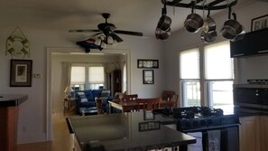 kitchen and dinning area flow into the front room