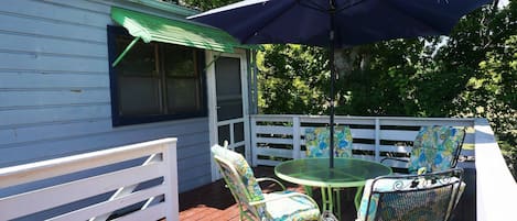 Seating area outside the cottage