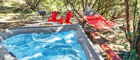 Hot tub located on deck