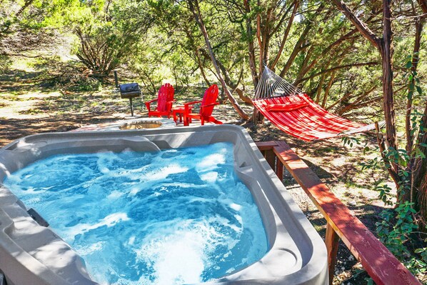 Hot tub located on deck