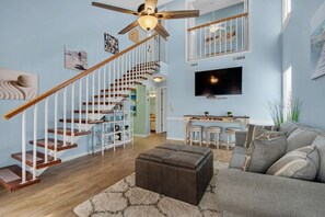 Spacious living room with all the comforts of home.