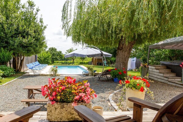Looking from the terrace to the pool.