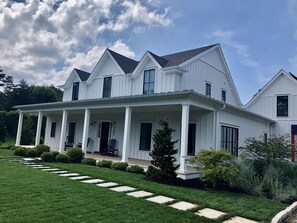 Front of home at completion of landscaping, June 2020