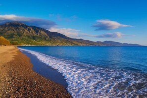 Nearby Beach – Kalamata Coastline, Just 1km Away

