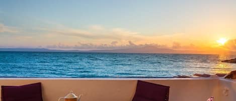 Enjoy front-row seats to dazzling sea-view sunsets on our balcony