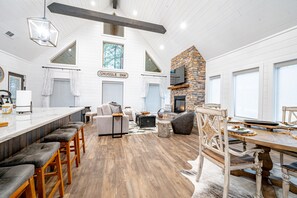 The open concept living room and kitchen!