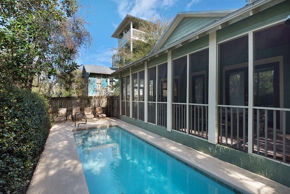 Private pool in the backyard for the kids to splash around in!