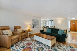 Spacious seating area -- lots of natural lighting.