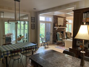 View of breakfast area which seats 6, from kitchen island. 