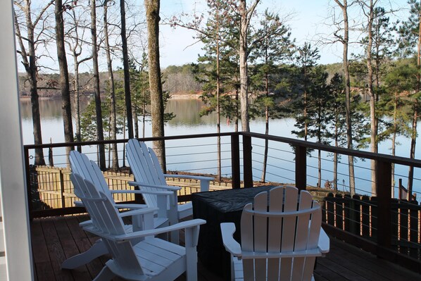 Enjoy the added deck and use the tabletop propane firepit.
