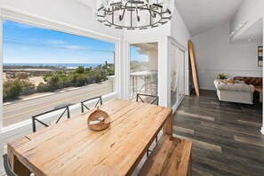 Beautiful private patio. Enjoy sunsets, ocean views, and races at the track.