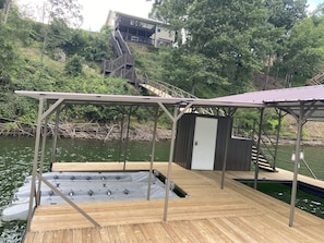 New Dock built in 2020.  Large Swim Deck and lots of shade.  HAS ELECTRICITY!