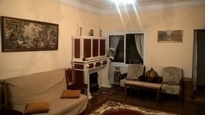 Hall with a fireplace