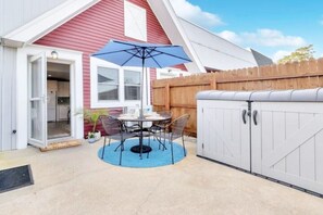 Patio with seating for four.