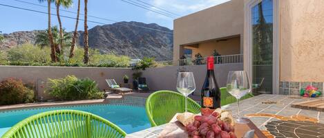 Rear Patio with BBQ, POOL, SPA & Mountain View