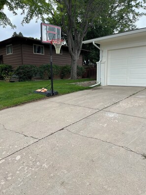 Basketball hoop in the driveway you are welcome to use anytime.