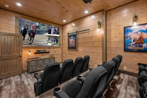 Theater room with seating for 13 plus bean bags!