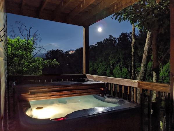 Hot Tub off Master bedroom with full moon view