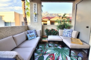 Comfortable patio to enjoy the sunrise and sunset