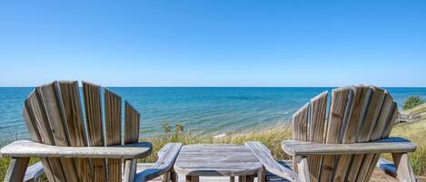 Enjoy access to Lake Michigan steps away from this home.